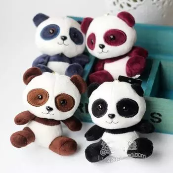 Красочный плюшевый брелок в виде панды, брелок для ключей, женская сумка, аксессуары, подвеска, подвеска, чучело животного, ключ синий