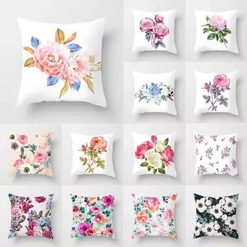 Красочный принт с розами, чехол для подушки, домашний диван, гостиная, украшение для спальни, квадратная подушка, наволочка 40X40CM