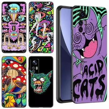 Красочный психоделический триповый арт черный чехол для телефона Xiaomi Mi 9 SE 8 10T 11 12 13 Lite 9T 11T 12S 12T 13T 14 Pro 5G NE 11i 12X Xiaomi 14 Pro 5G