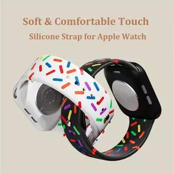 Красочный Радужный спортивный силиконовый ремешок, чехол из ТПУ для Apple Watch Ultra 49 мм S8 7 SE 6 5 4 3 2 1 (45мм 44мм 42мм 41мм 40мм 38мм) Ремешок для часов