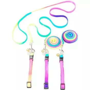 Красочный регулируемый поводок для маленьких собак, поводок для домашних животных, кроликов и кошек, ошейник, ремень, обучение прогулке разноцветный