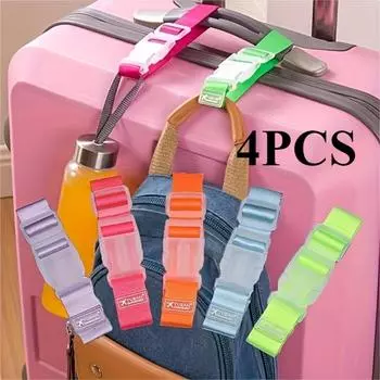 Красочный ремень для багажа - портативный регулируемый ремень безопасности для багажа с быстросъемной пряжкой для удобной переноски, подходит для путешествий на автомобиле и на открытом воздухе 4 pieces