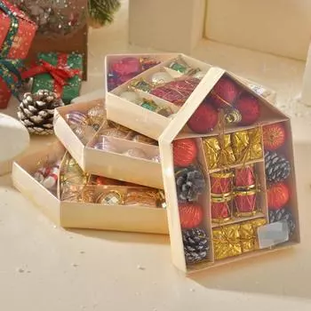 Красочный рождественский шар, набор украшений для дома, шишка, рождественский шар, конфета, подвеска, рождественская елка, подвески, новогодний подарок 2025