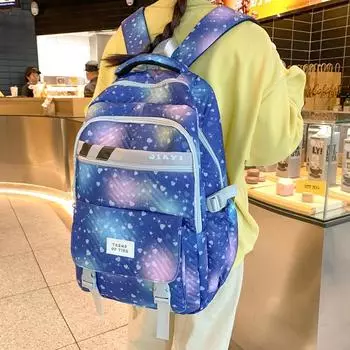 Красочный рюкзак для школьников большой емкости для женщин чёрный