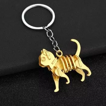 Красочный скелет кота динозавра брелок кулон персонализированный брелок для ключей для мужчин и женщин пара автомобиль ключи сумка шарм аксессуары