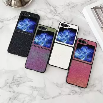 Красочный блестящий складной чехол для телефона Samsung Galaxy Z Flip6 Flip5 Flip4 Flip3 ударопрочный тонкий жесткий чехол для ПК Samsung Z Flip 4 чёрный