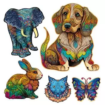 Красочный слон кролик бабочка деревянная головоломка персонализированная 3D головоломка взрослый детский подарок форма доска набор игрушка DIY игра