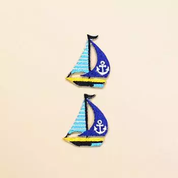 КРАСОЧНЫЙ СТИЛЬ КОНФЕТ Iron Patch Boys Вышивка Детский сад Детский сад Аппликация Яхта Синий N6623400 Детская (Набор 2)