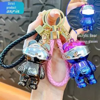 Красочный светящийся брелок в виде медведя-панка - гальванизированный подвесной светильник-ночник для сумок