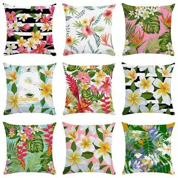 Красочный свежий белый гардения с принтом растений, мягкая наволочка для дома, гостиной, дивана, спальни, украшение, наволочка 40X40CM