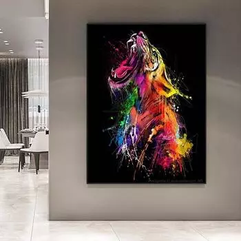 Красочный Тигр Граффити Художественная Картина Маслом Плакат С Животными Гостиная 21cm30cm NoFrame