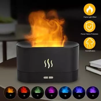 Красочный увлажнитель воздуха с резервуаром для воды емкостью 180 мл, 36 дБ, супер тихий, 15-20 мл/час, 3D-распылитель аромата эфирного масла с пламенем