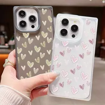 Красочный узор в виде сердец любви TPU прозрачный чехол для iPhone 16 Pro Max 15 Plus 14 13 Pro 12 11 защита линз прозрачный противоударный мягкий чехол для телефона iPhone 16