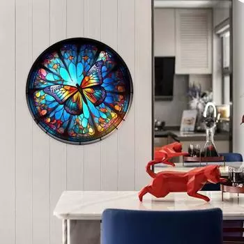 Красочный венок с бабочками, кулон, имитация стекла, гирлянда с насекомыми, подвесная акриловая тарелка, украшение, летние фестивальные украшения F