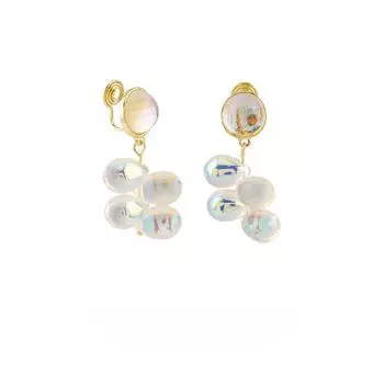 Красочный виноградный кулон, длинные стеклянные серьги, модная спираль от комаров, без пирсинга, зажим для ушей