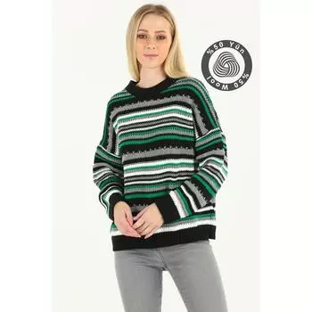 Красочный вязаный шерстяной свитер оверсайз из трикотажа