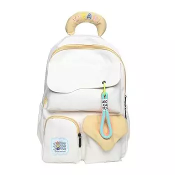 Красочный вышитый дизайн ручки, рюкзак для студентов с цветовыми блоками для ежедневного использования