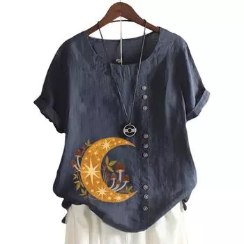 Красочный женский хлопковый топ для отдыха с принтом в 11 оттенках S озеро синий