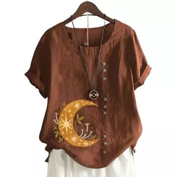 Красочный женский хлопковый топ для отдыха с принтом в 11 оттенках S озеро синий