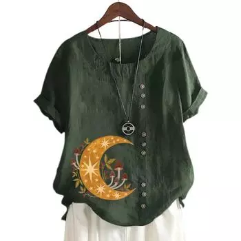 Красочный женский хлопковый топ для отдыха с принтом в 11 оттенках S озеро синий