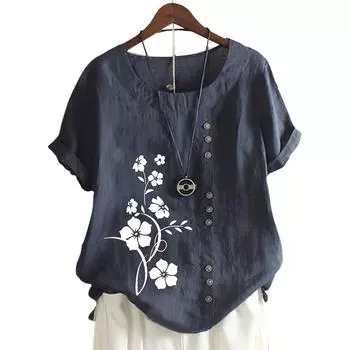 Красочный женский хлопковый топ для отдыха с принтом в 11 оттенках S озеро синий