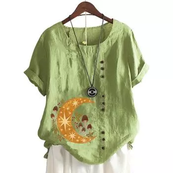 Красочный женский хлопковый топ для отдыха с принтом в 11 оттенках S озеро синий