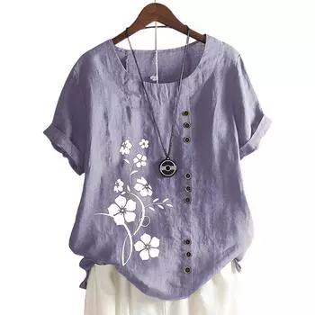 Красочный женский хлопковый топ для отдыха с принтом в 11 оттенках S озеро синий