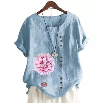 Красочный женский хлопковый топ для отдыха с принтом в 11 оттенках S розовый