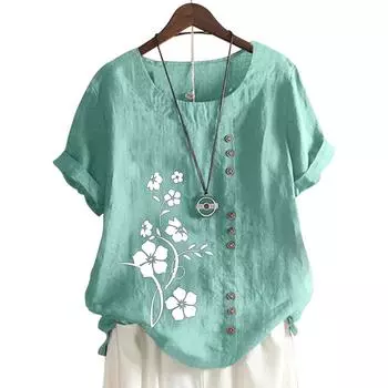 Красочный женский хлопковый топ для отдыха с принтом в 11 оттенках S озеро синий