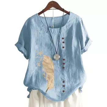 Красочный женский топ с короткими рукавами и круглым вырезом с принтом S белый