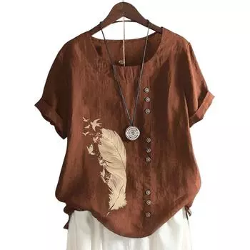 Красочный женский топ с короткими рукавами и круглым вырезом с принтом S белый