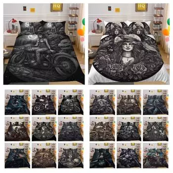 Красота черепа Пододеяльники с принтом King Size Покрывала из микрофибры Подростковый дизайн Крутой домашний текстиль UK Single 135x200cm