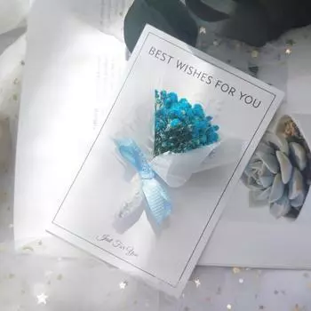 Красота Цветочный Букет Микро Мини Сушеный Пейзаж Яркий Внешний вид Тиснение Гипсофила Роза на День Святого Валентина белый