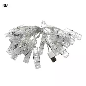 Красота Декор Светодиодный фотоклип Домашний светильник Лампа 1/2/3/4 м Настенный садовый подвесной светильник 2M теплый белый