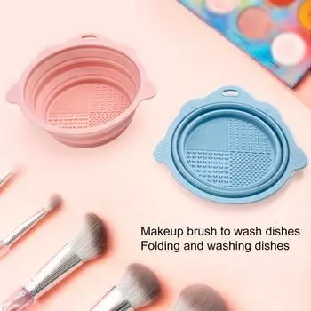Красота Губка Скраб Доска Удобная Легкость очистки Высокая эластичность Чаша для чистки макияжа Слойка Губка для макияжа Кисть для чистки Чаша Кисть для макияжа Скруббер розовый