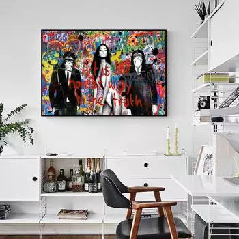 Красота и Обезьяна Граффити Плакат Современная Поп Холст Картина Гостиная Настенное Художественное Украшение Фреска для Домашнего Декора Эстетический Подарок 20cm40cm NoFrame