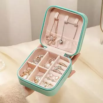 Красота из искусственной кожи, маленькая шкатулка для драгоценностей, шкатулка для драгоценностей, кожаный держатель для сережек и колец 10*10*5cm серый