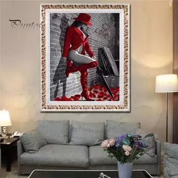 Красота Леди 5D DIY Алмазная вышивка Картина Главная Комната Вышивка крестом Декор стены