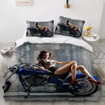 Красота Мотоцикл Постельное белье Комплекты Модный Сексуальный Спальня Пододеяльник Домашний Текстиль Постельное Белье Комплект Для Женщин Мужчин Пододеяльник EU Single 135x200cm