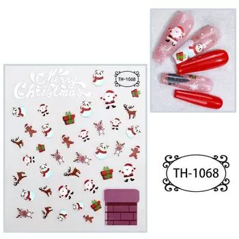 Красота Наклейки Рождественские наклейки для дизайна ногтей Украшения Переводные картинки Мультфильм Милый Ins Стиль Микс 85*100mm