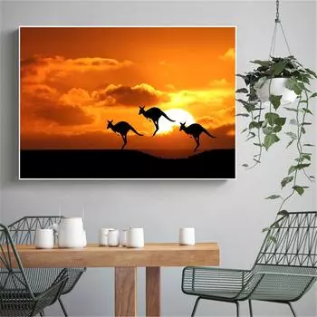 Красота плакат закат живопись кенгуру оленьи рога животные современный принт настенные панно для гостиной домашний декор Cuadros 21cm30cm NoFrame