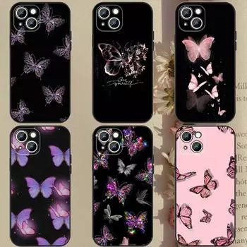 Красота розового чехла для телефона с бабочкой для iPhone Samsung Galaxy Redmi Xiaomi Oppo OnePlus Note SA 7 8 9 10 11 12 13 14 20 21 22 23 53 54 Pro Max Ultra iPhone 6 or 6S