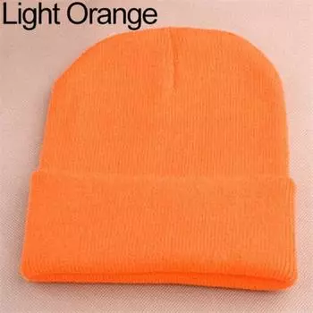 Красота шапка вязаная лыжная хип-хоп зимняя теплая эластичная шерстяная пряжа манжеты шапка жёлтый
