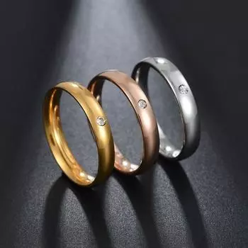 Краткое кольцо из нержавеющей стали со стразами, инкрустированное женским кольцом на палец, декор для свадебной вечеринки US 6 золотистый/ярко-розовый