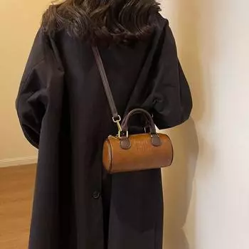 Краудсорсинговая дизайнерская сумка для женщин, новинка 2024 года, модная сумка Boston, маленькая круглая сумка, роскошная цилиндрическая сумка через плечо