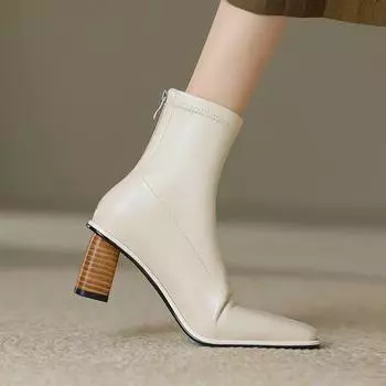 Krazing Pot, эластичные ботинки из микрофибры с квадратным носком на толстом высоком каблуке и молнии, женские ботильоны в лаконичном стиле