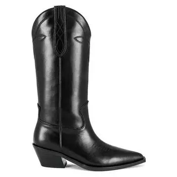 Krazing Pot Cow Leather Autumn Winter Shoes Thick High Heels Big Size 34-size 46 Western Boots Women Keep Warm Mid-calf Boots 34 чёрный