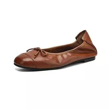 Krazing Pot Cow Skin Fashion Spring Autumn Beauty Flat with Women Round Toe Shoes Ballet Dance Shallow Flats 35 чёрный