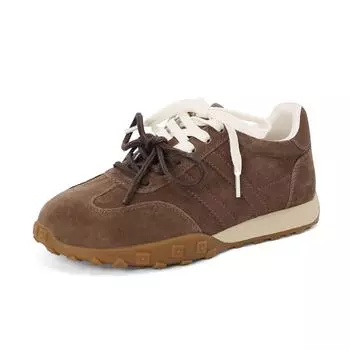 Krazing Pot Cow Suede Spring Autumn Summer Sneakers Flat Platform Lace Up Mixed Color Women Comfortable Casual Shoes 35 винный