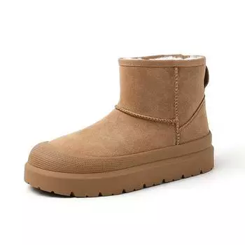 Krazing Pot Cow Suede Wool Blend Winter Shoes Snow Boots Women Slip on Keep Warm Ankle Boots 35 чёрный